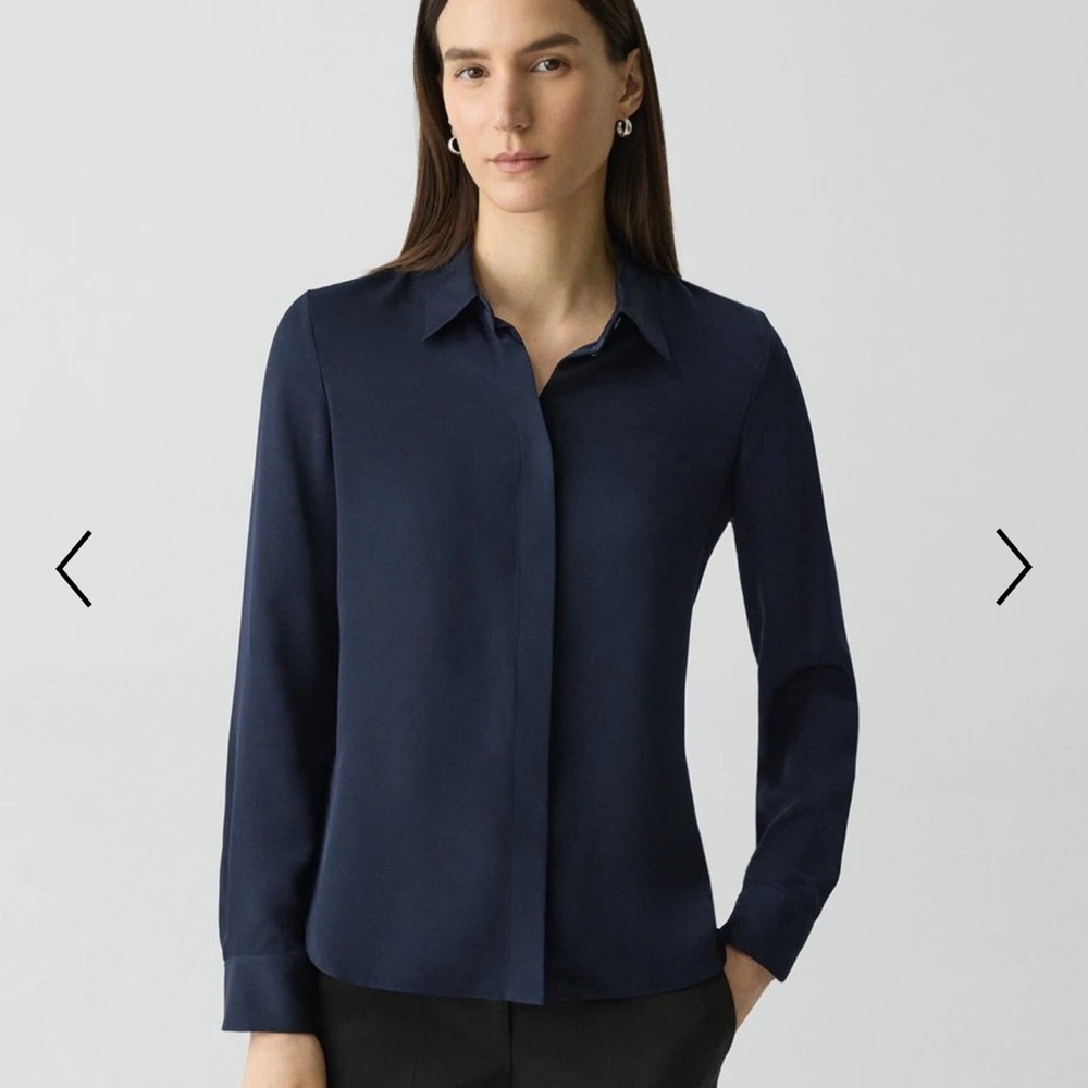 Theory Navy Button Down Shirt